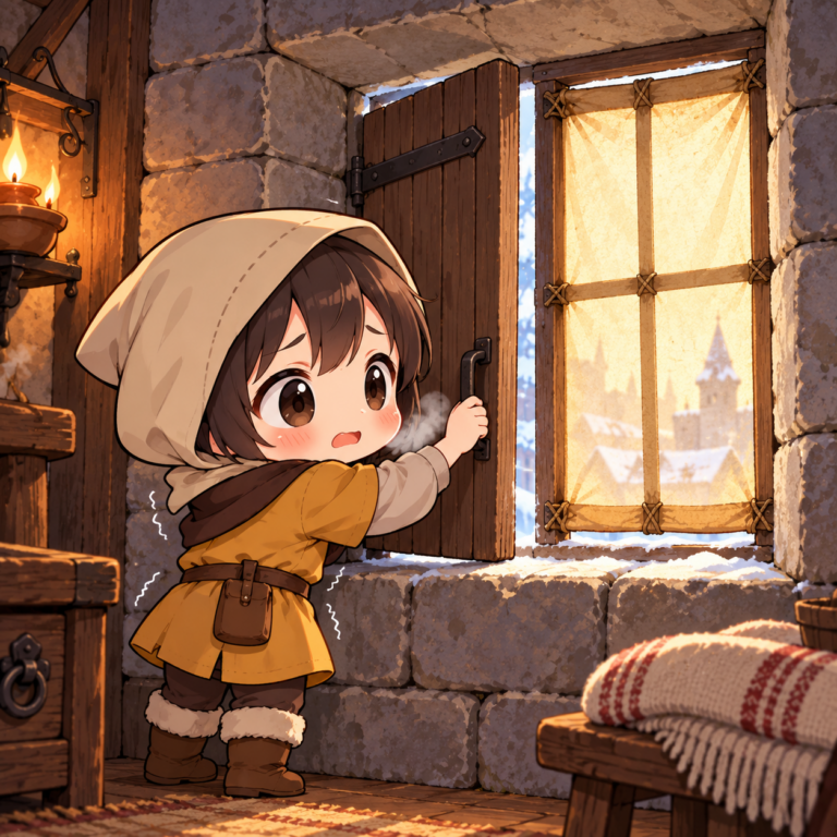 城の窓ガラスはぜいたく品のイラスト
