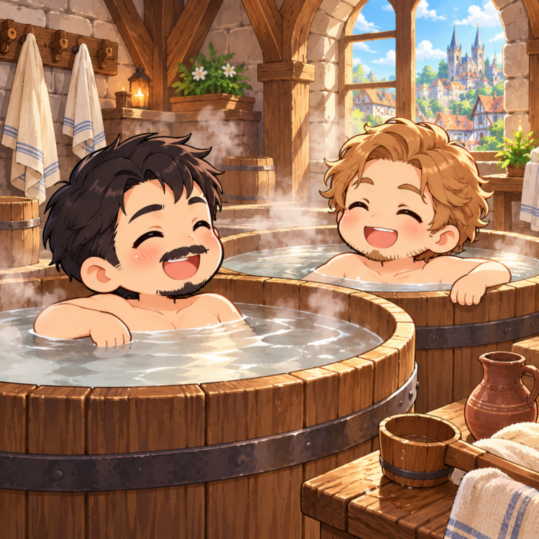 中世の人はお風呂好きだったのイラスト