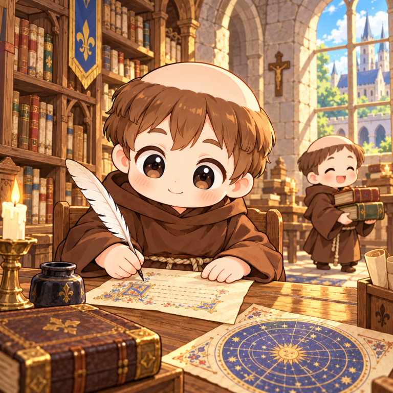 学問を守ったのは修道院のイラスト