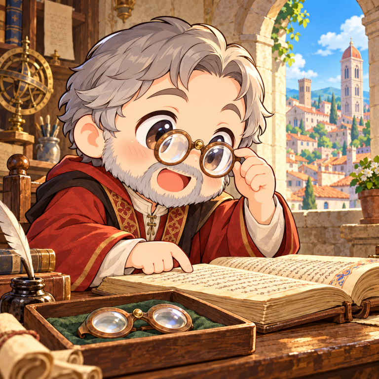 メガネは中世イタリア生まれのイラスト