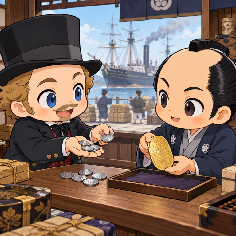 小判が海外へ流れ出た理由のイラスト