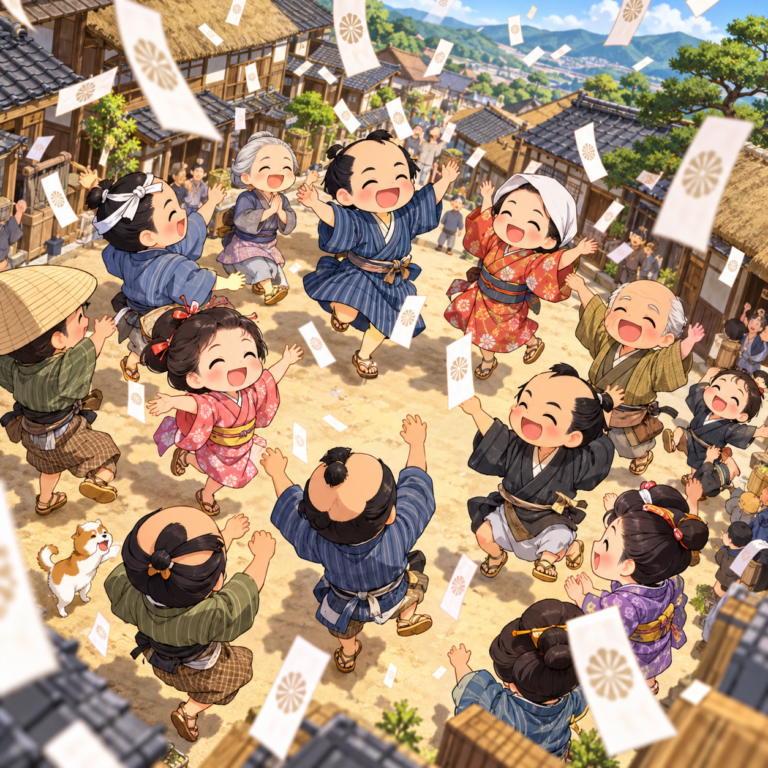 空からお札が降ってきたのイラスト