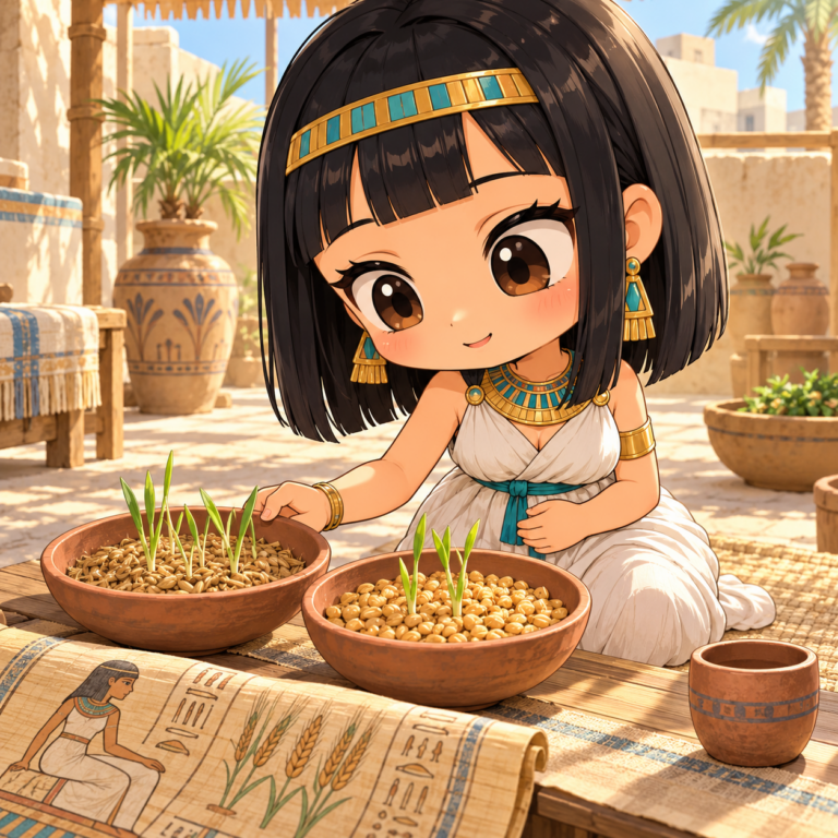 麦の芽で調べた妊娠検査のイラスト