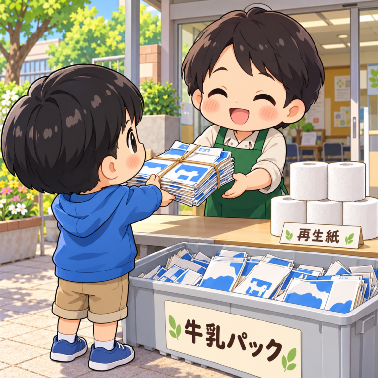 牛乳パック30枚で5ロールのイラスト