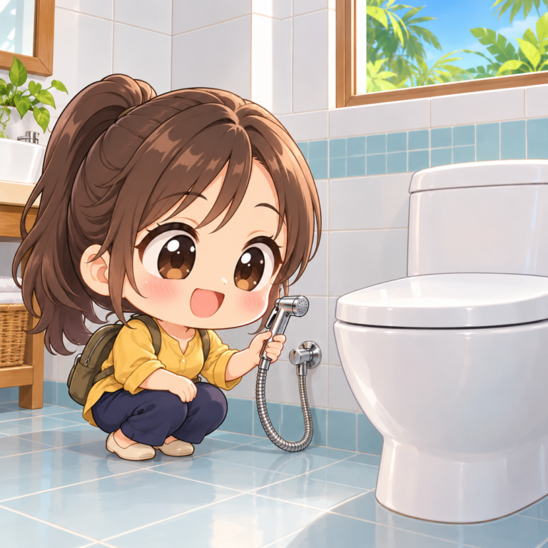 紙を使わずに水で洗う国のイラスト