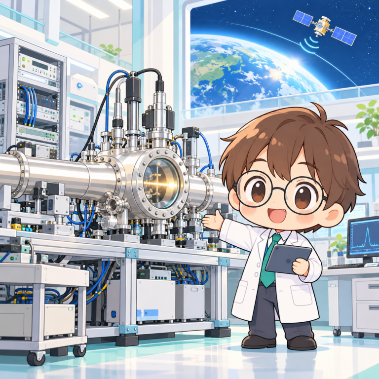 1秒の長さを決める原子時計のイラスト