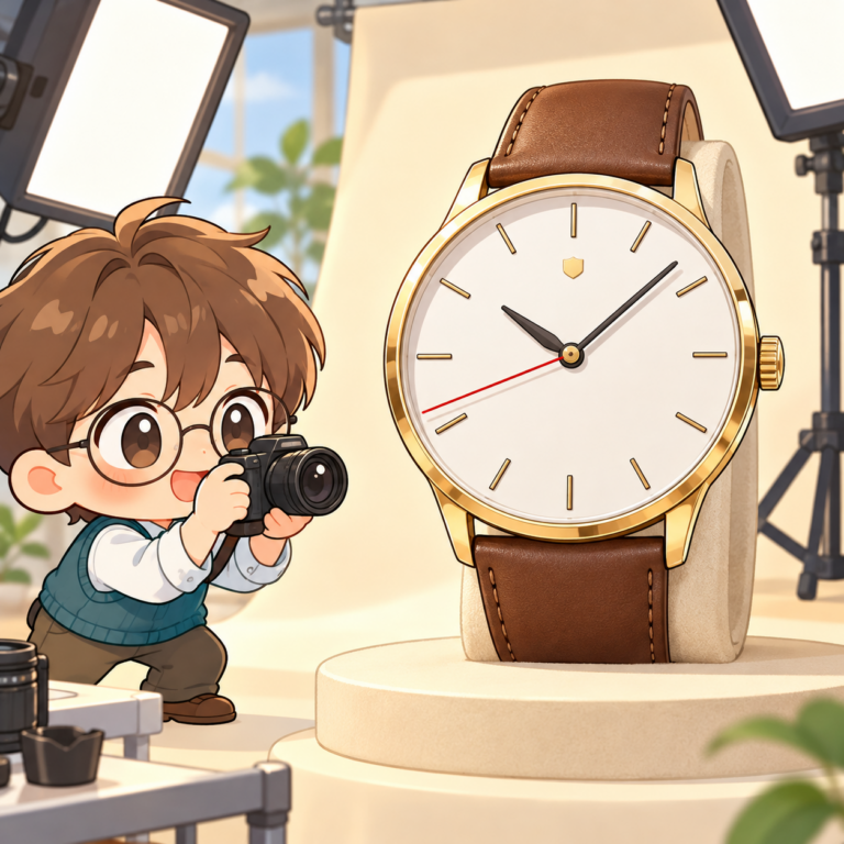 広告の時計は10時8分42秒のイラスト