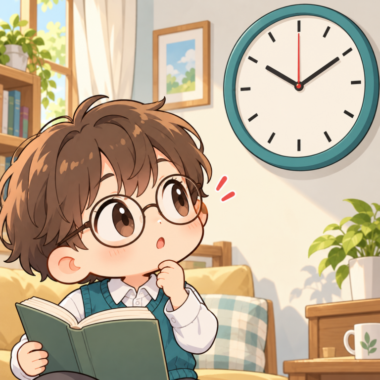 秒針が止まって見える錯覚のイラスト