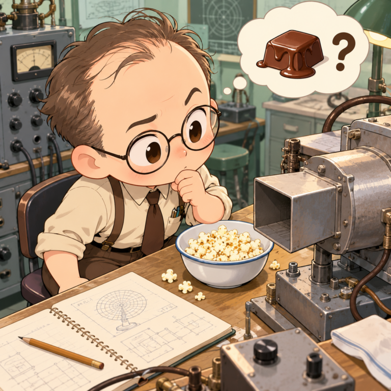溶けたお菓子が発見のきっかけのイラスト