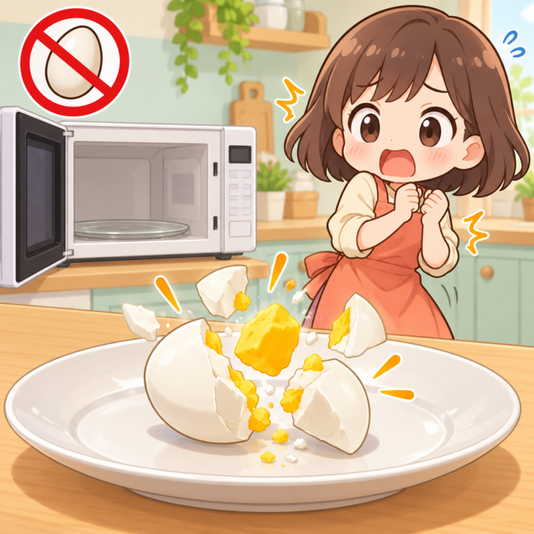 卵は取り出した後にも破裂のイラスト