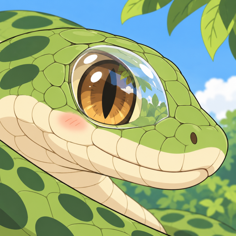 まぶたの代わりに透明な鱗のイラスト