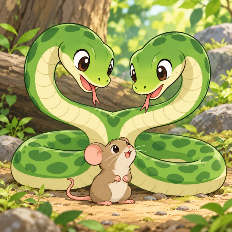 頭が2つのヘビも生まれるのイラスト