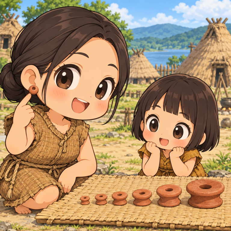 成長に合わせた耳飾りのイラスト
