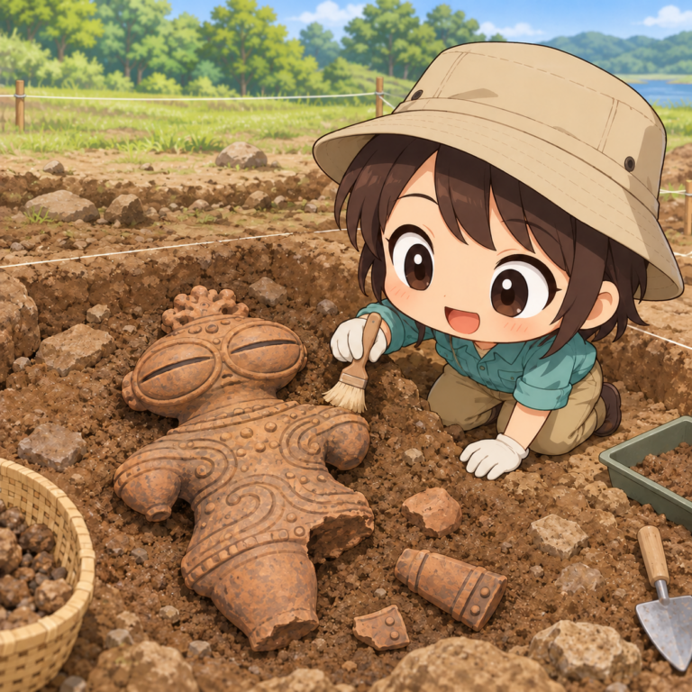 土偶の多くは壊れて出土のイラスト