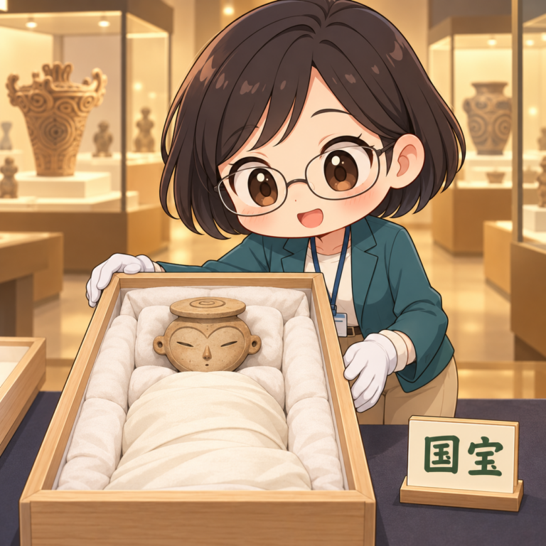初めて国宝になった土偶のイラスト