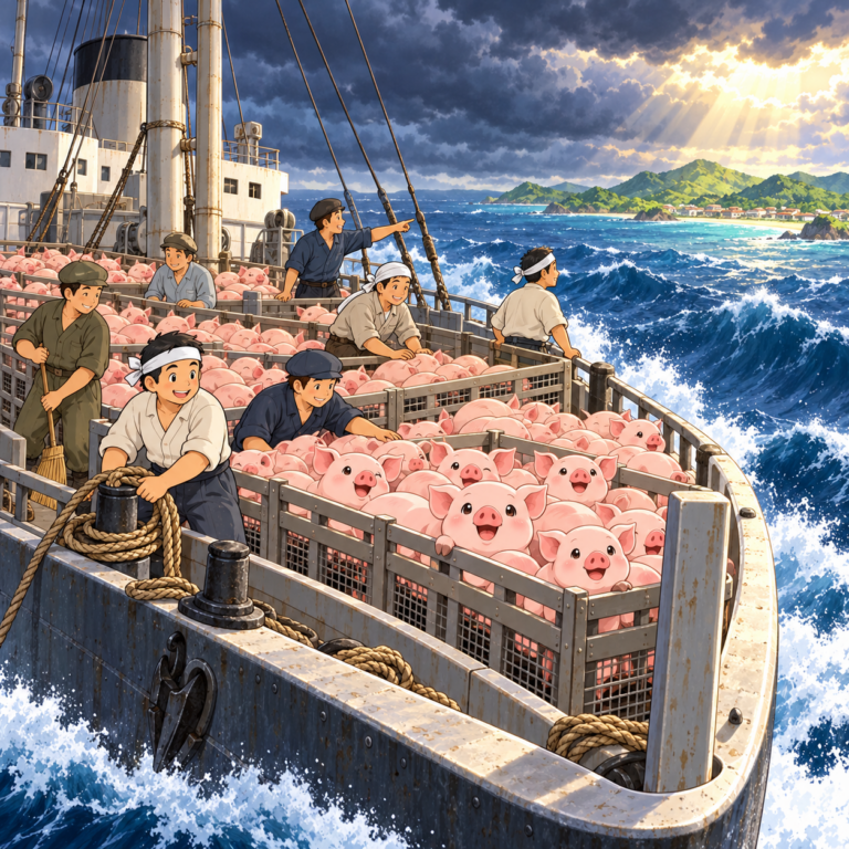 海を渡った528頭の豚