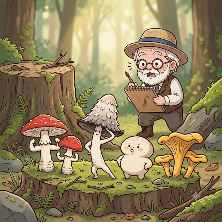 きのこを描いた水彩画