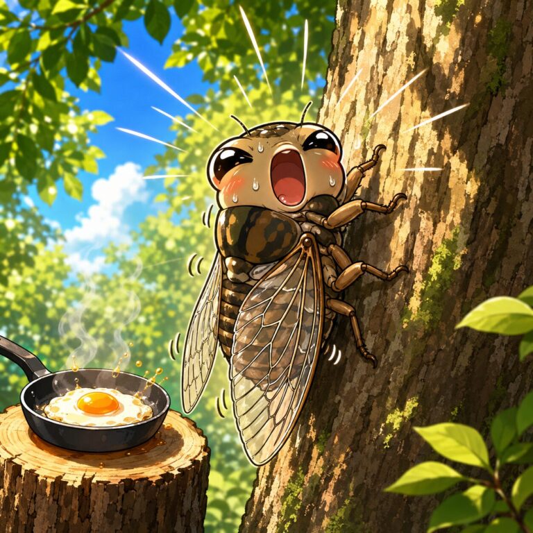 命を削って鳴くセミのオス