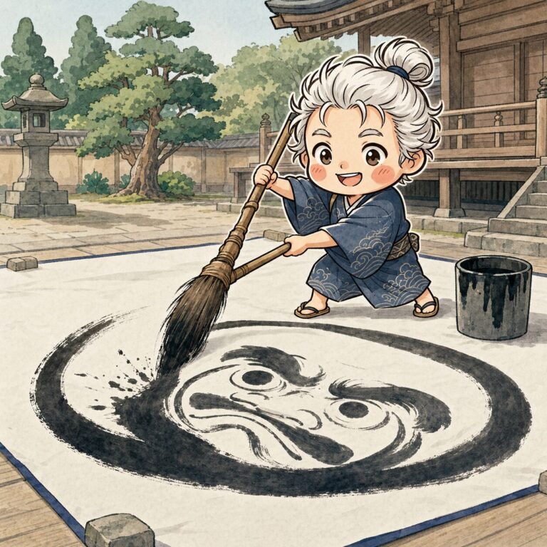 巨大なダルマを描いた興行