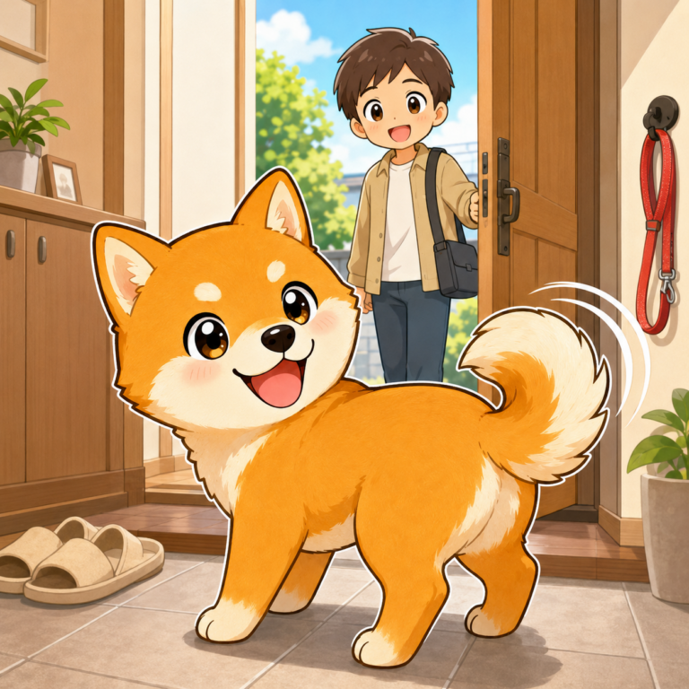 うれしいと右へ振れる尻尾