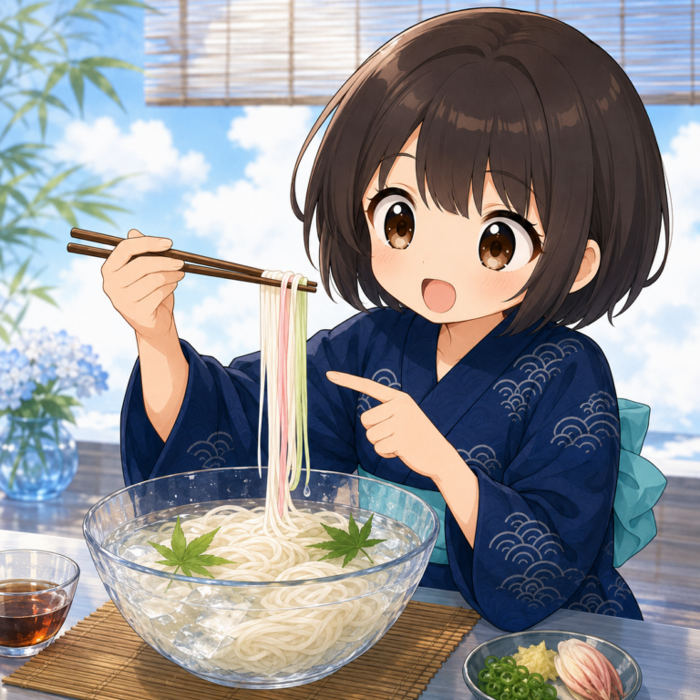 ピンクや緑の麺の役割