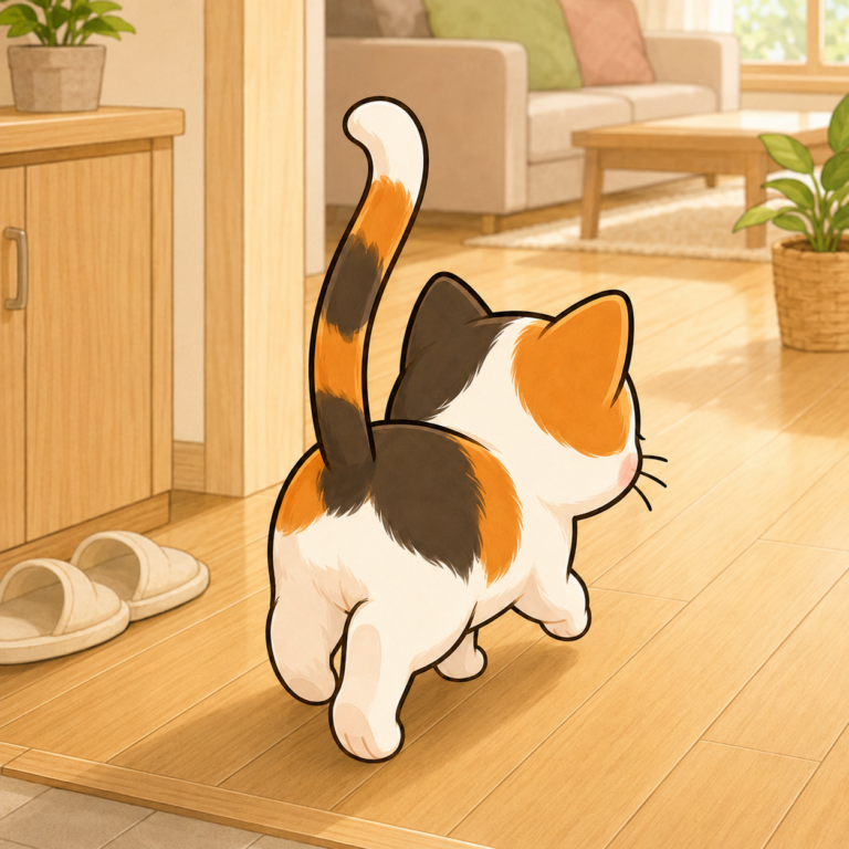 しっぽを立てて挨拶する