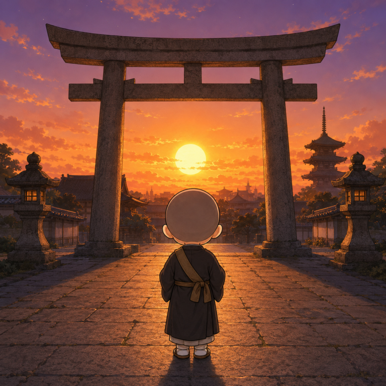 四天王寺で沈む夕日を拝む