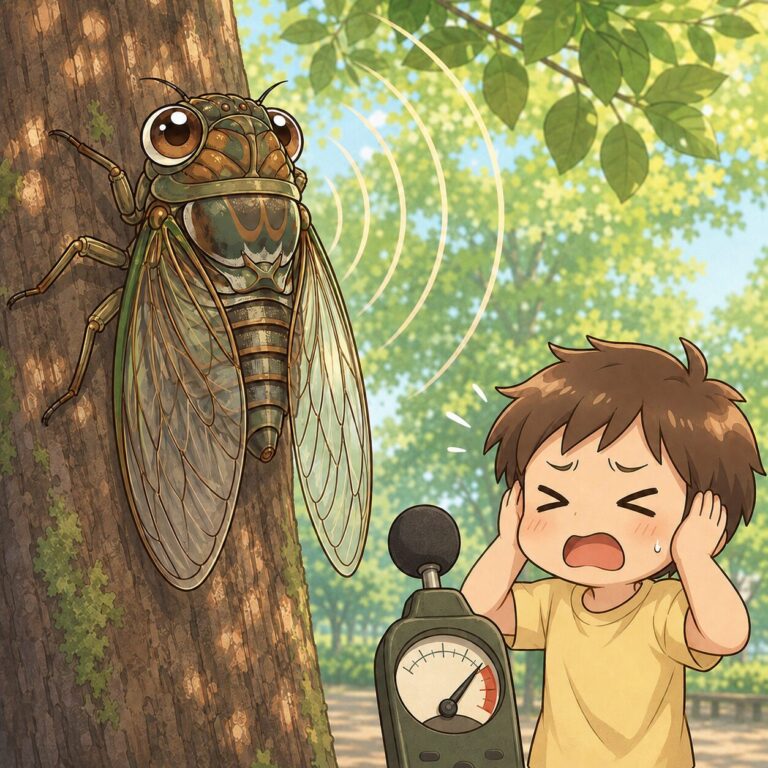 蝉の声は72デシベル