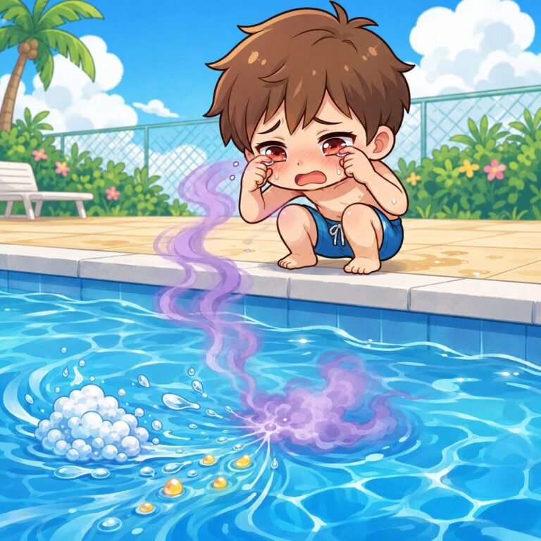 プールの目の赤みは汗と尿