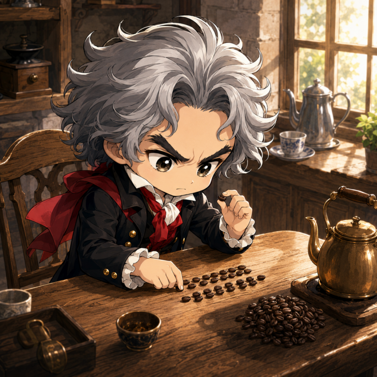コーヒー豆を数える朝