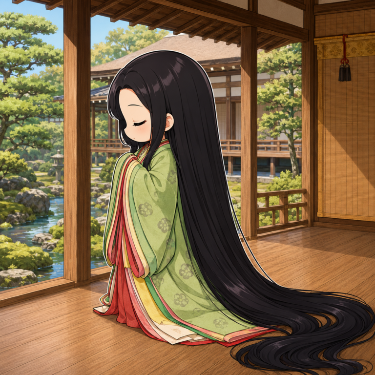 身長より長い平安の黒髪