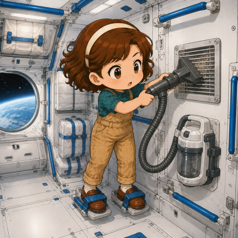 宇宙では床ではなく壁を吸う