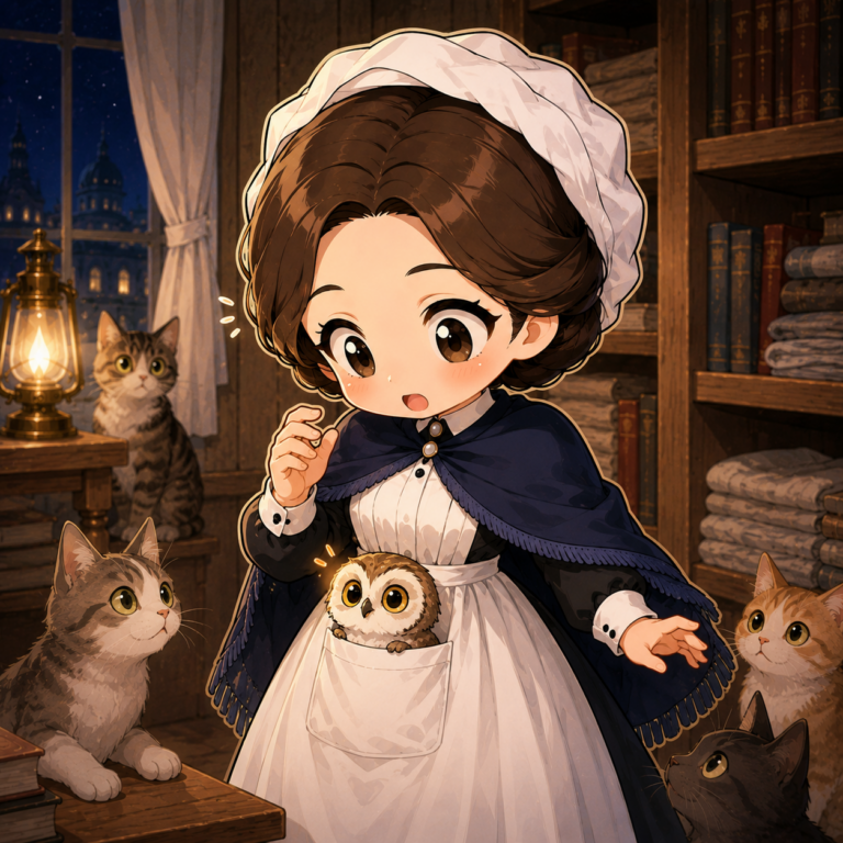 フクロウを持ち歩いた女性