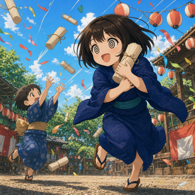そうめんを奪い合う祭り