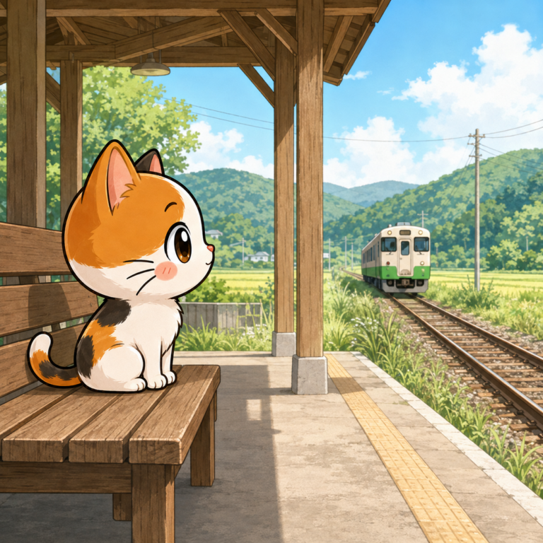 駅長になった三毛ネコ