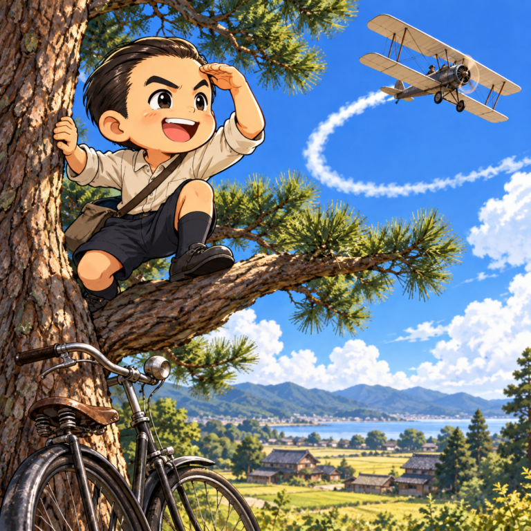 少年は飛行機を見に走った