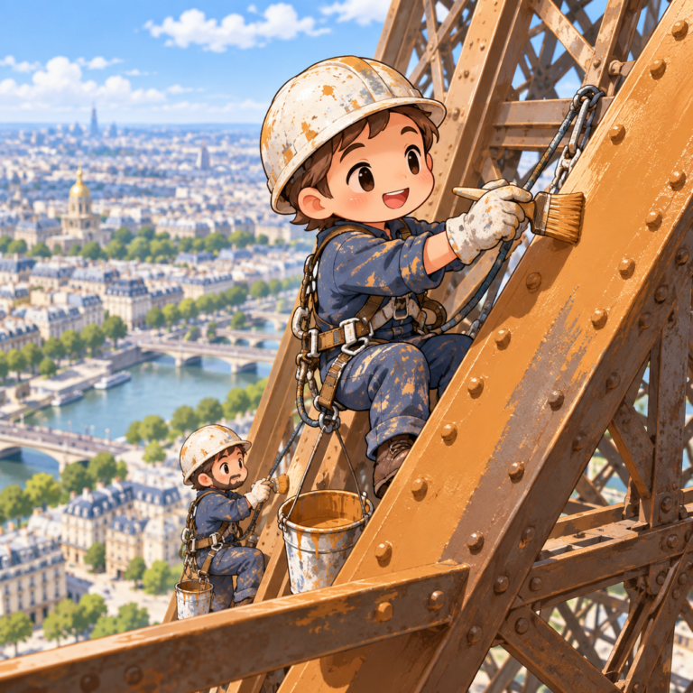 7年ごとに塗り直す鉄の塔