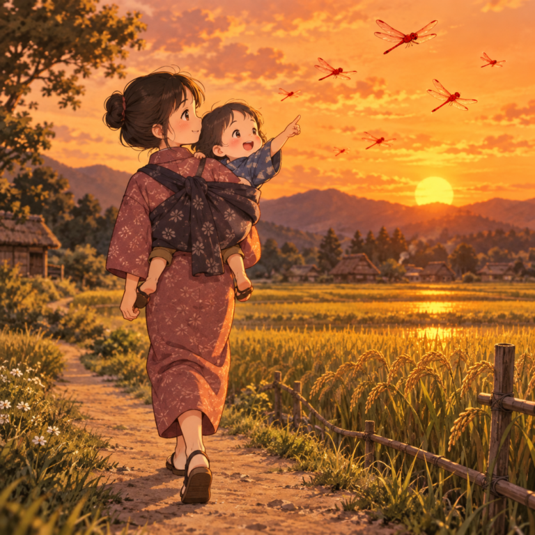 「負われて」はおんぶのこと