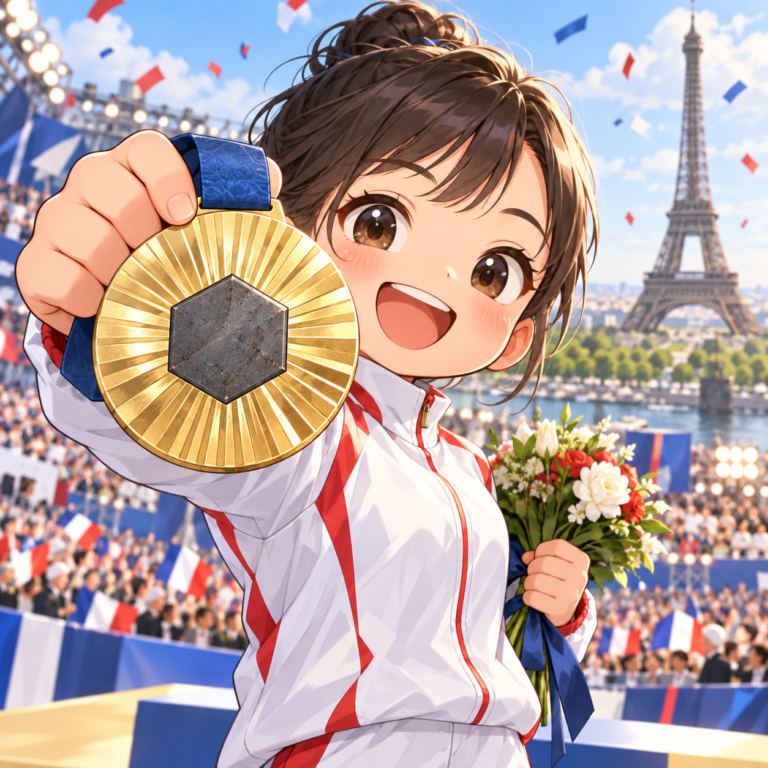 五輪メダルに塔のかけら
