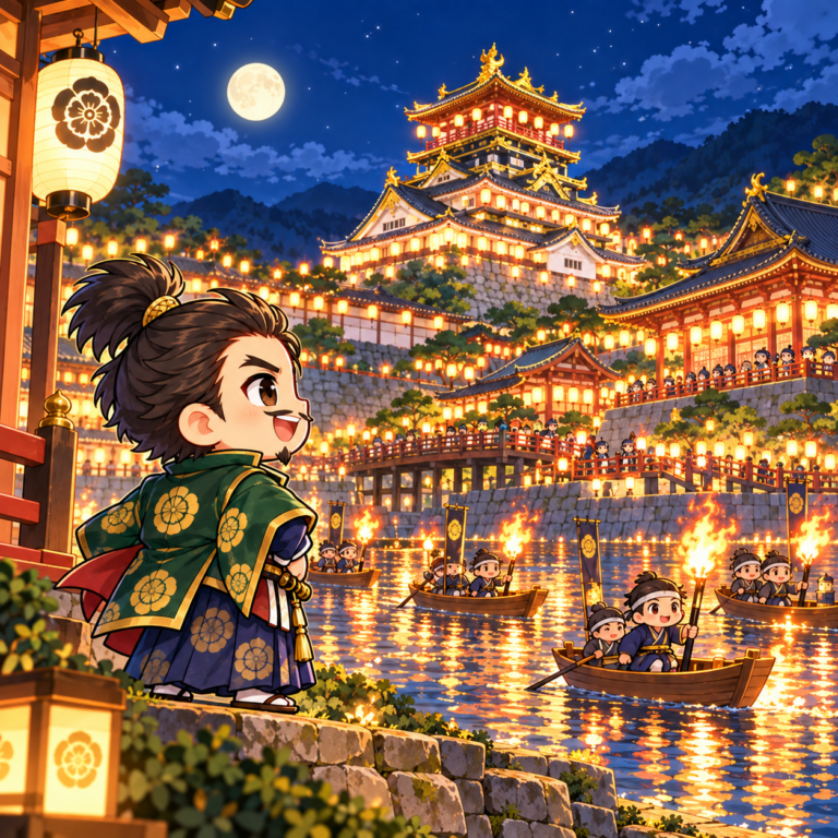 提灯で安土城を照らした夜