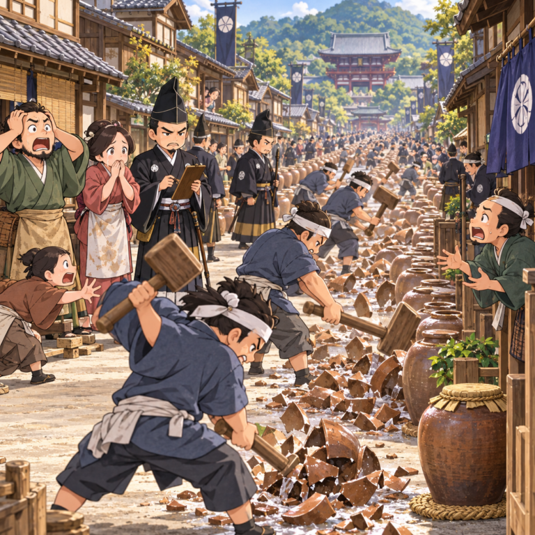 幕府が酒壺を叩き割った