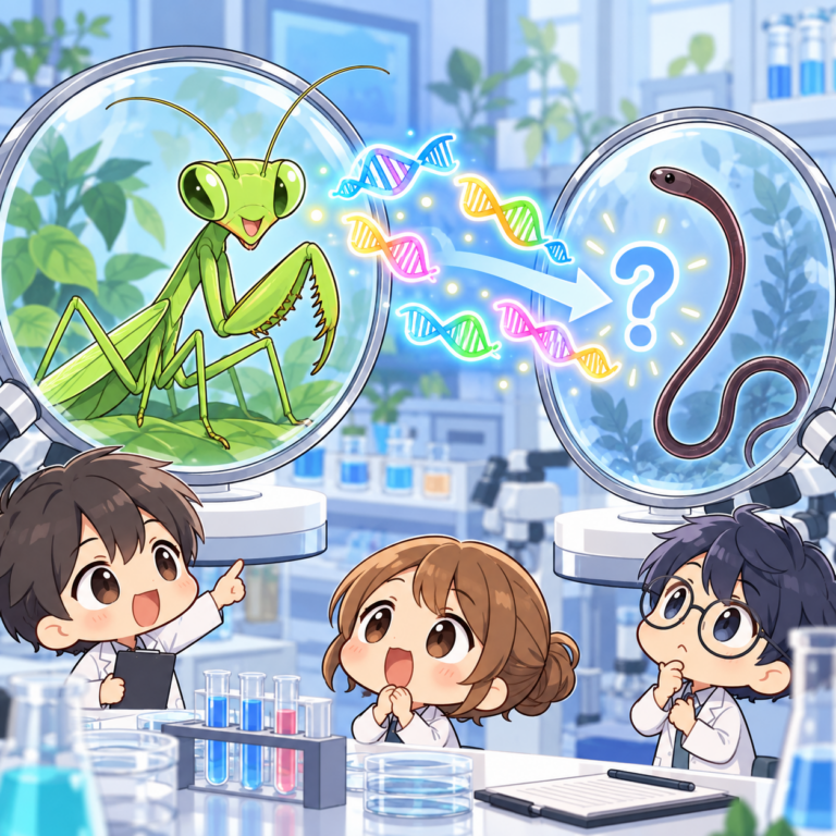 操る遺伝子はカマキリ由来のイラスト