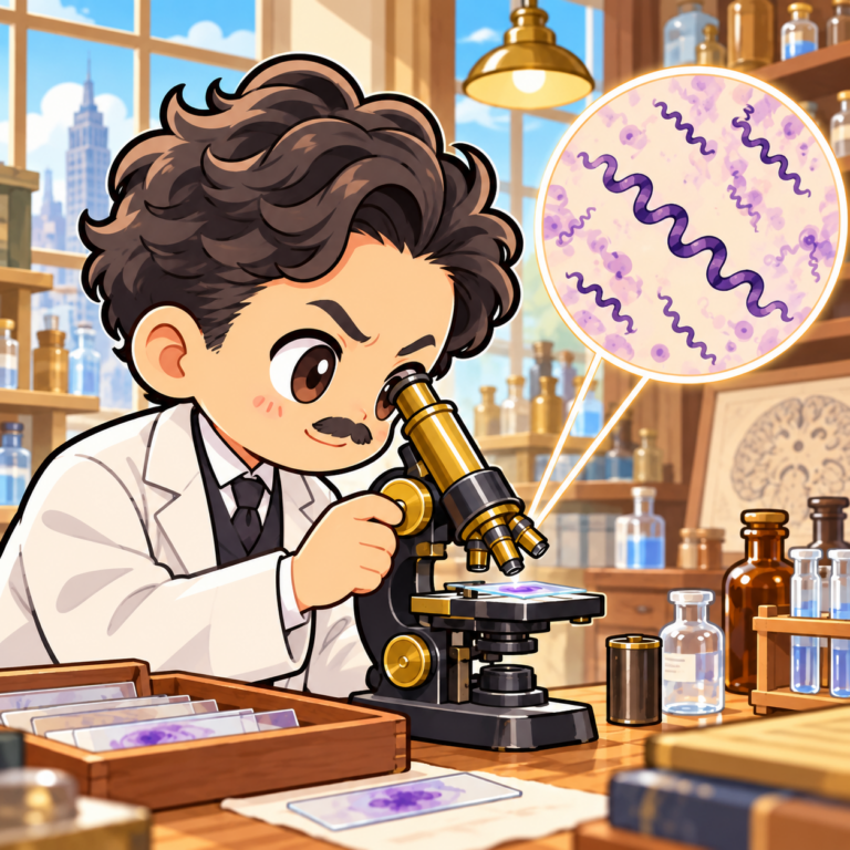 梅毒の病原体を脳から発見のイラスト