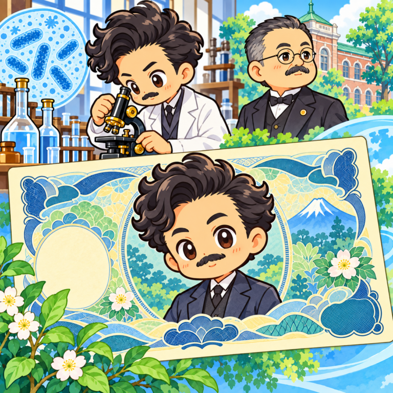 なぜ千円札の顔になったのかのイラスト