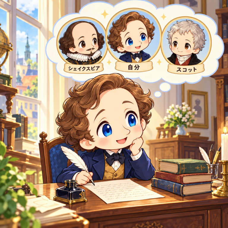 筆名に文豪2人の名前のイラスト