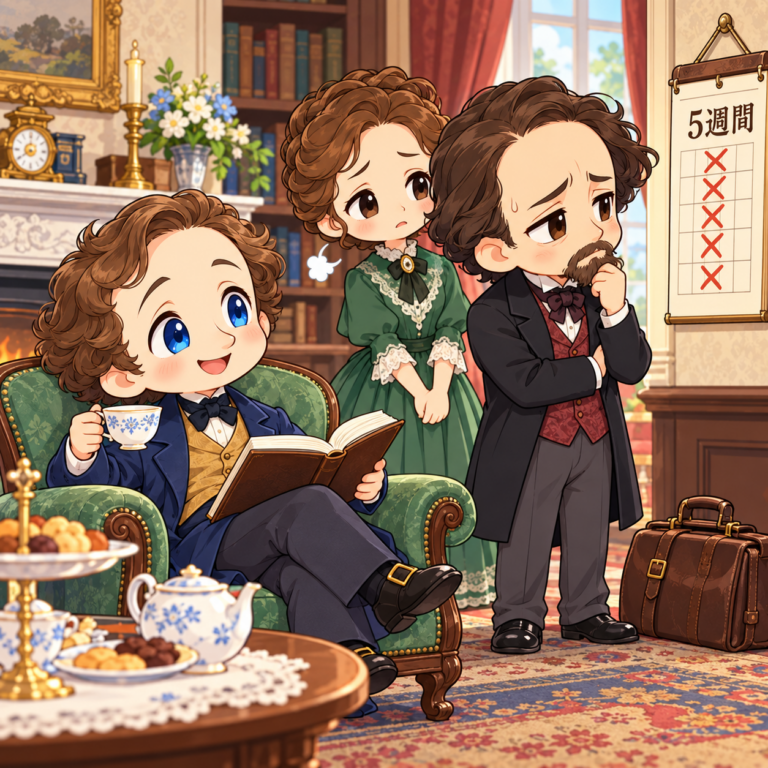 ディケンズ家に5週間居座るのイラスト