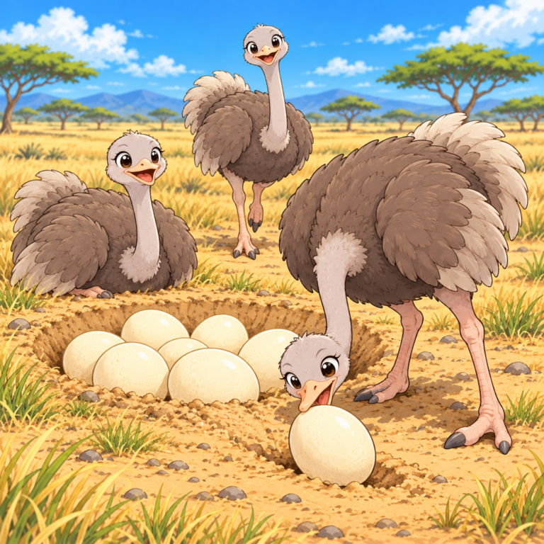 1つの巣に何羽ものメスが産卵のイラスト