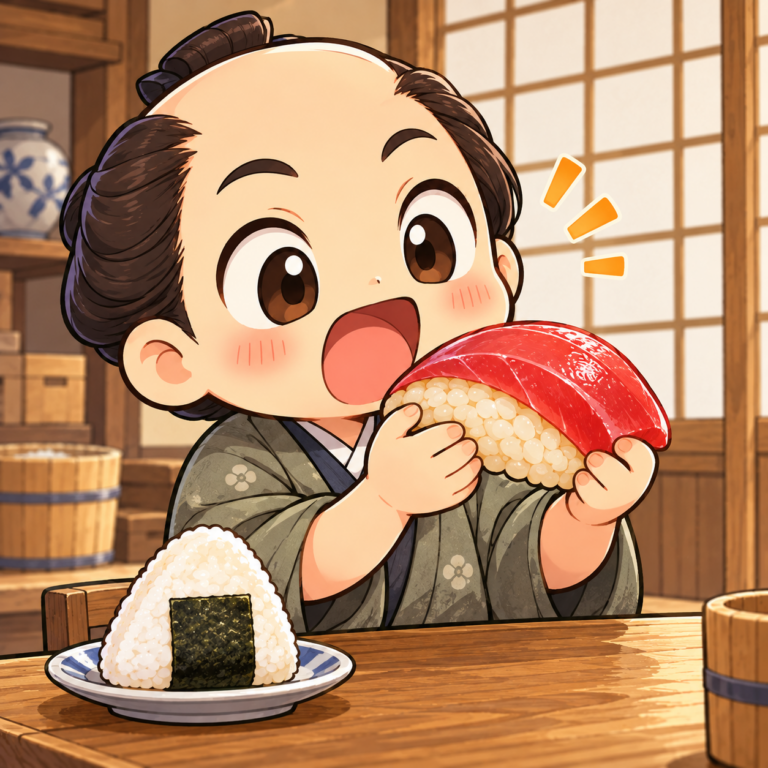 握り寿司はおむすびほどの大きさのイラスト