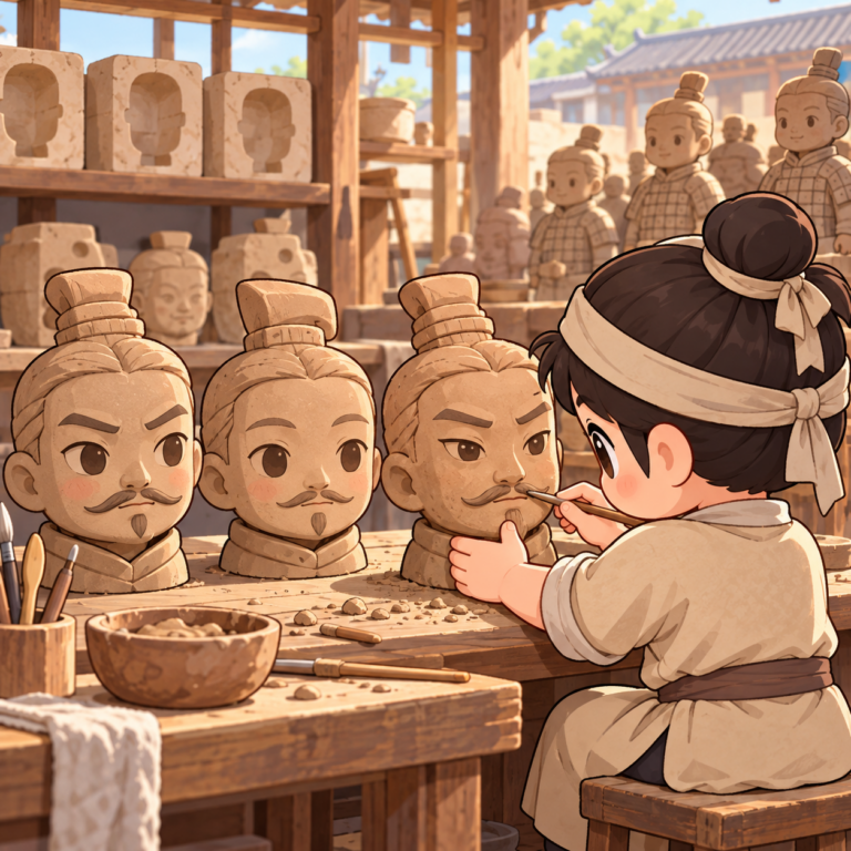 兵馬俑の顔は全部違うのイラスト