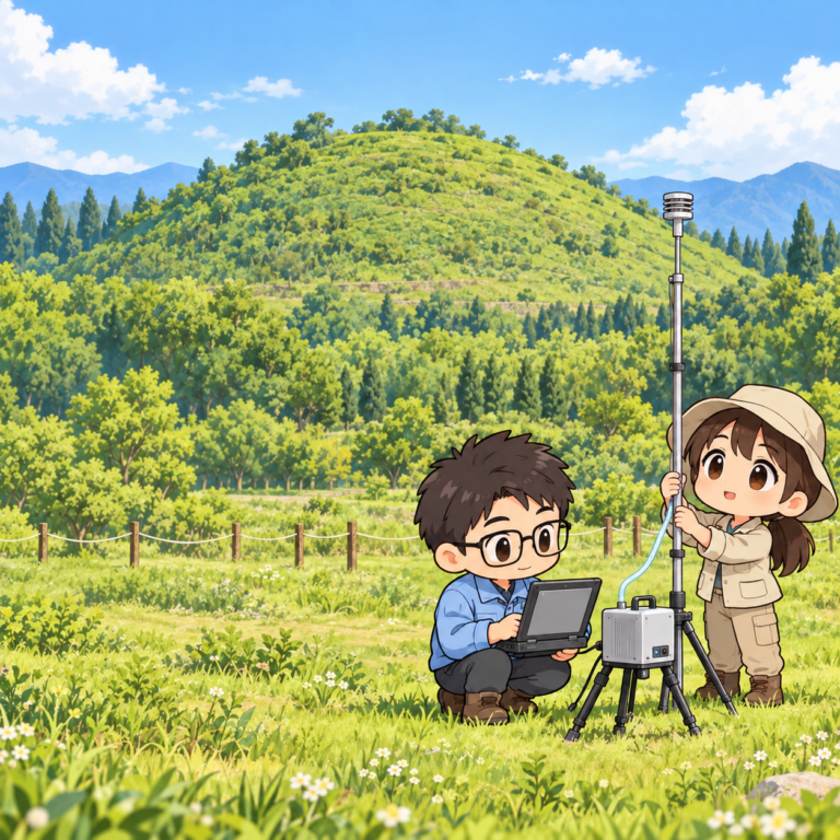 陵墓の上空に高い水銀濃度のイラスト